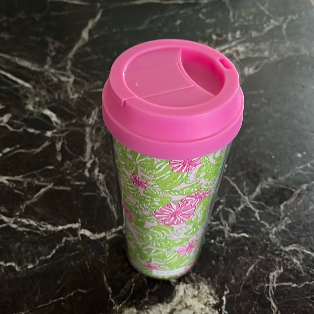 Lilly Pulitzer tumbler floral print with pink lid